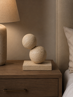 Traverten Küreler Minimalist Heykel Seti (2 Boy)