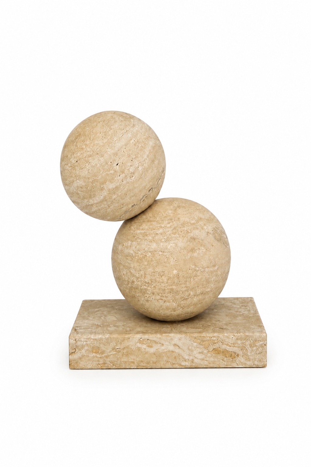 Traverten Küreler Minimalist Heykel Seti (2 Boy)