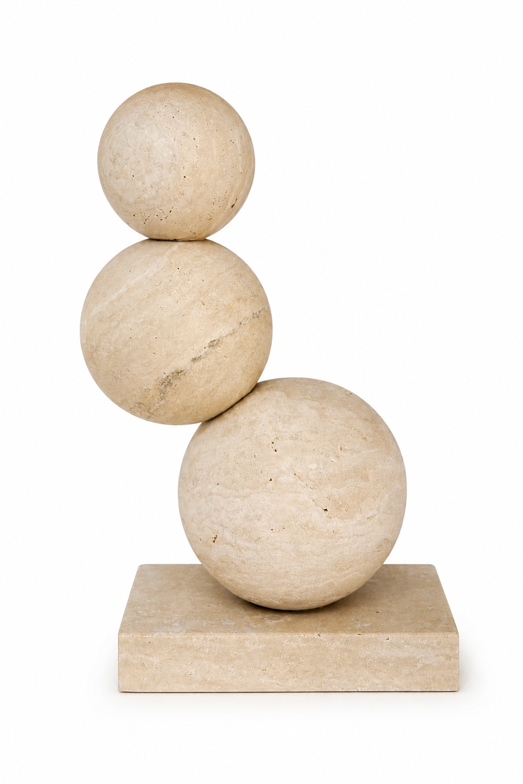 Traverten Küreler Minimalist Heykel Seti (2 Boy)