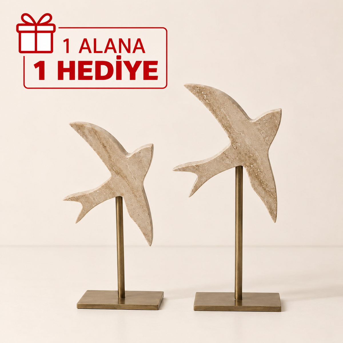 İkili Doğal Mermer Kırlangıç Seti